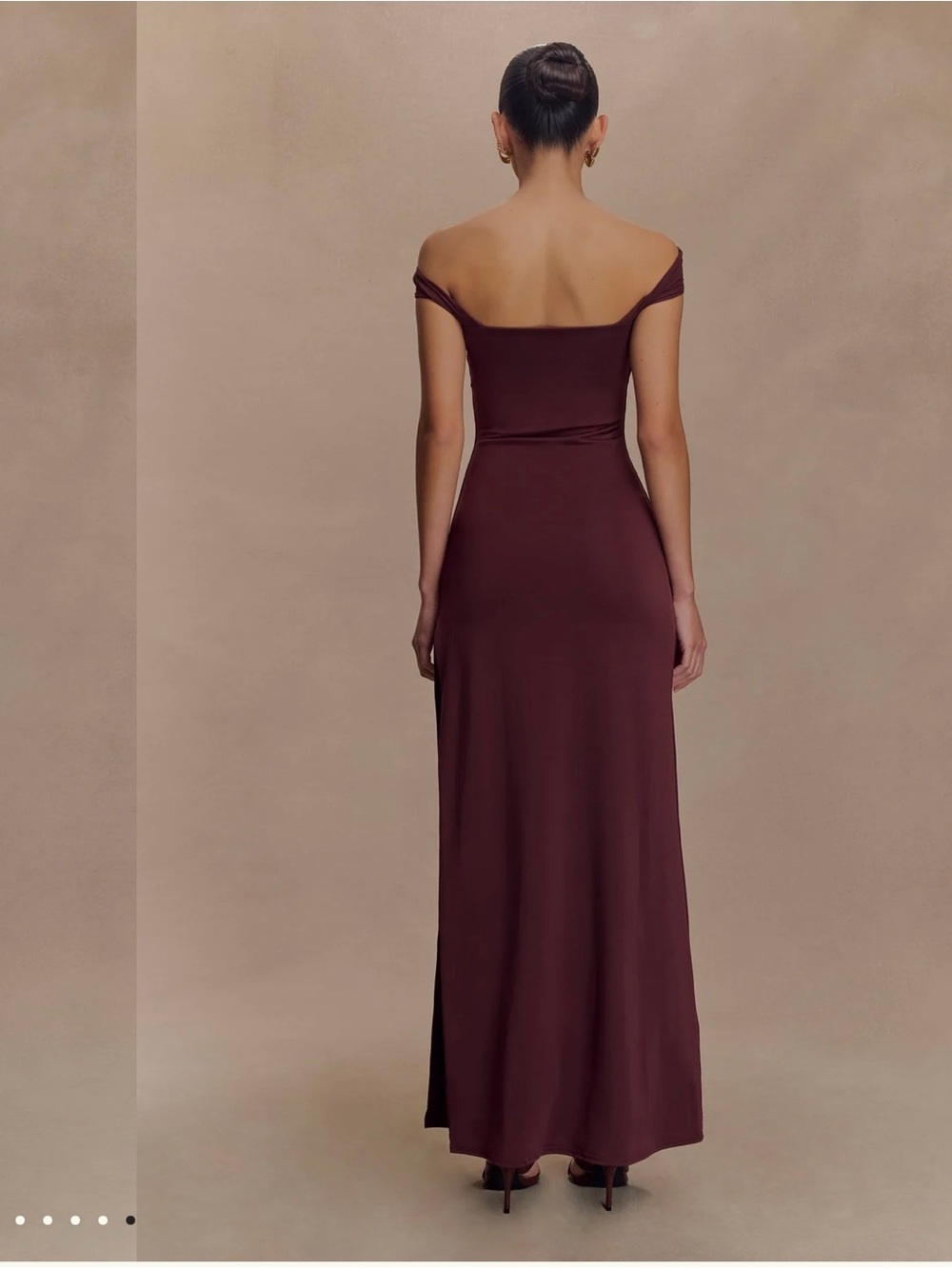 Meshki  Burgundy Evening Gown with Side Slit - Picture 3 of 7